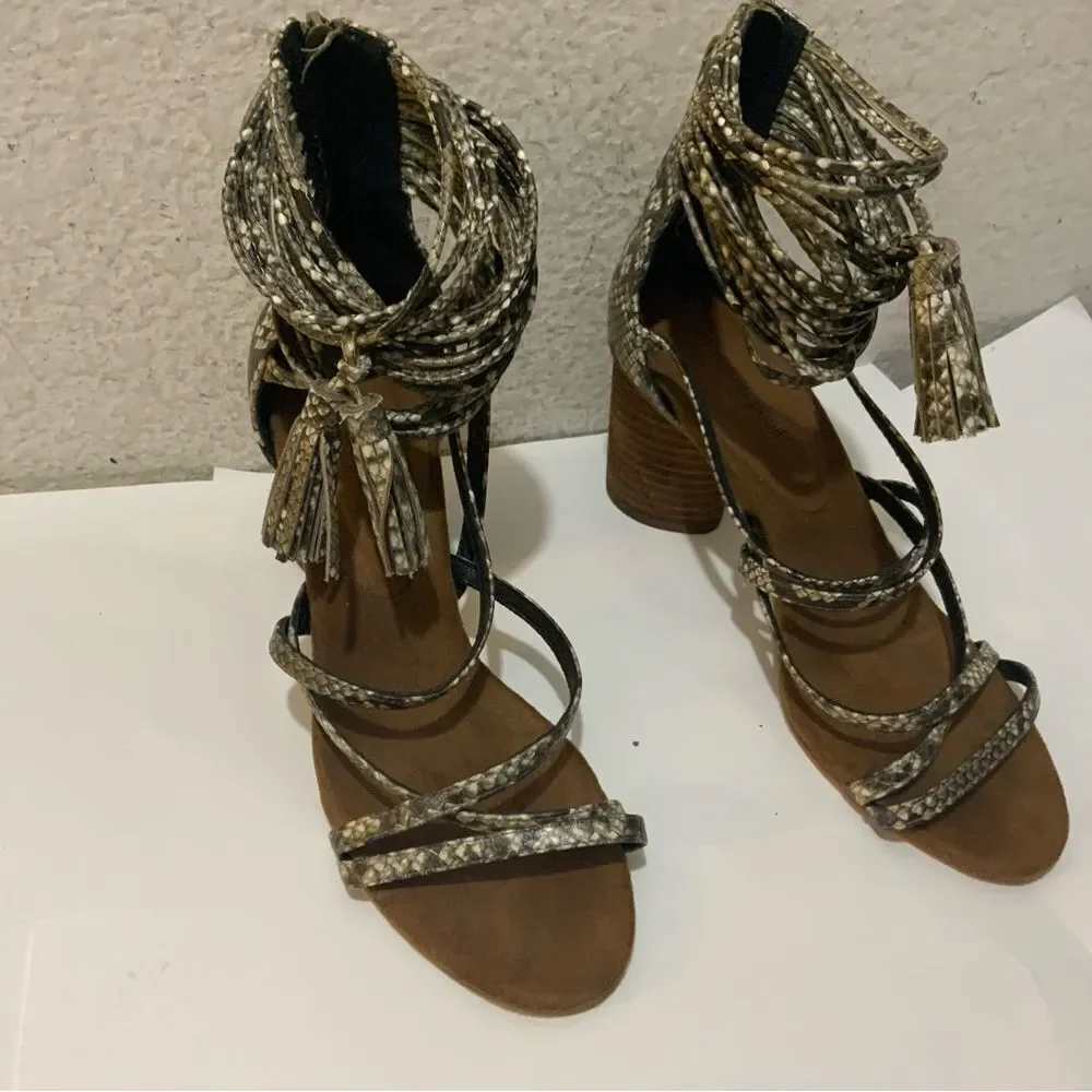 Jeffrey Campbell Womens Snakeskin Despina Heels Sandals size 7
